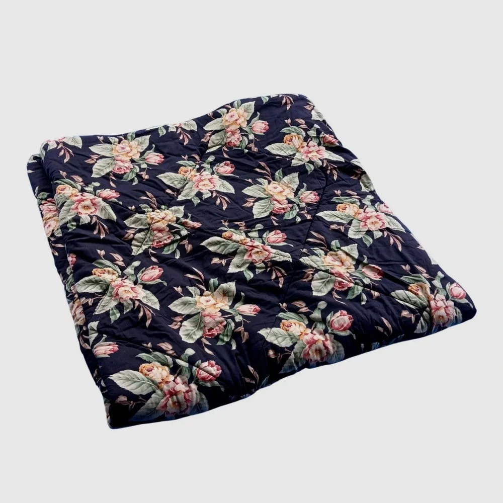Ralph Lauren‎ Vintage Charleston Black Floral Comforter Queen Cotton Made USA